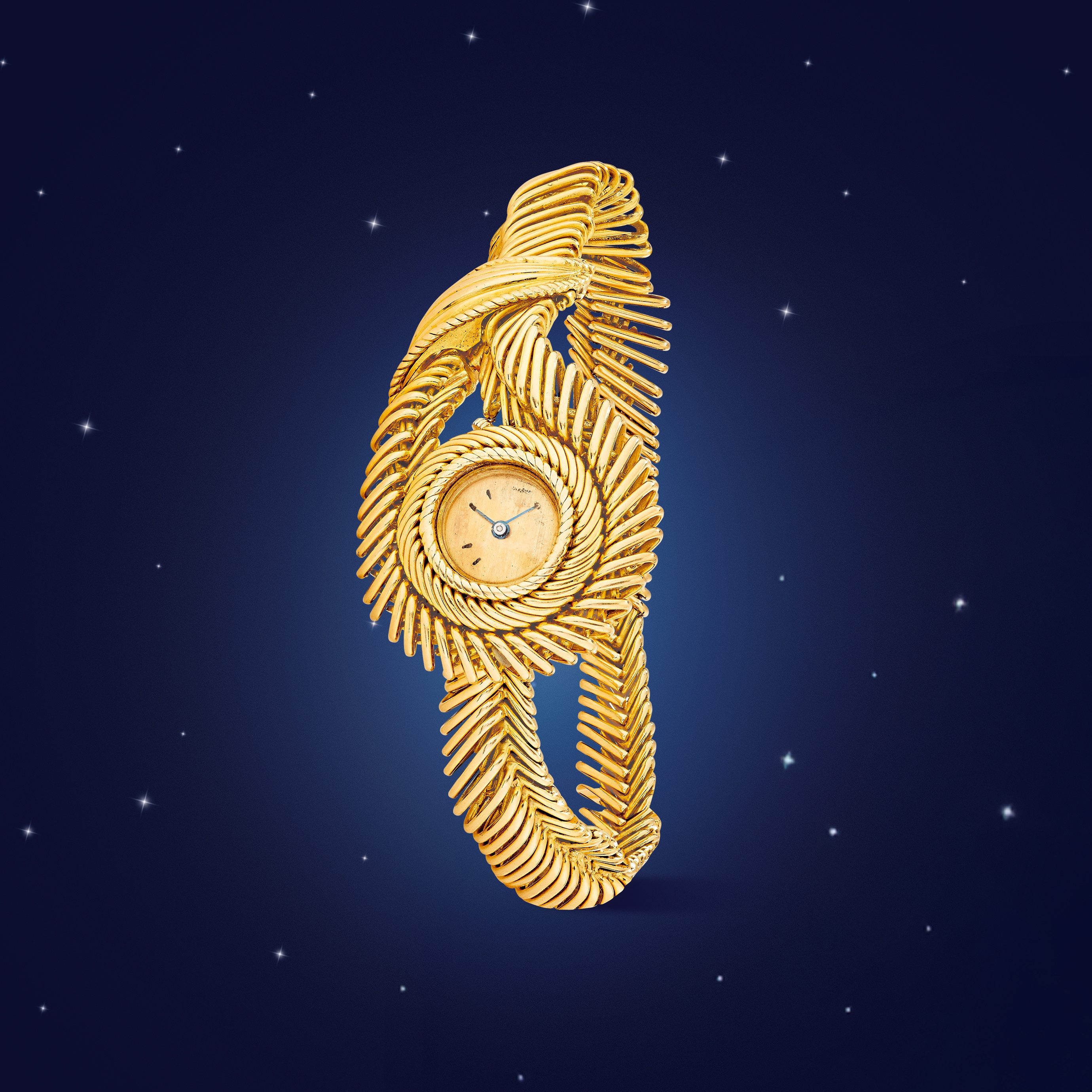 'Meteor watch, circa 1955, yellow gold. Van Cleef & Arpels Collection