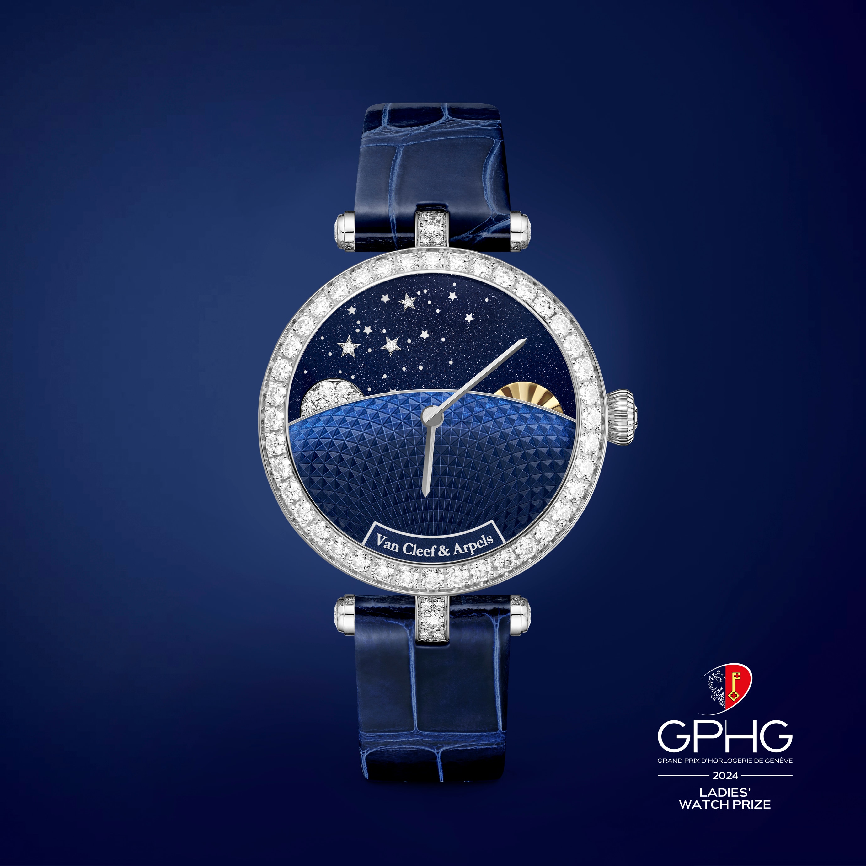 Lady Jour Nuit Watch, winner of the Ladies’ Watch prize at the GPHG 2024, Van Cleef & Arpels.