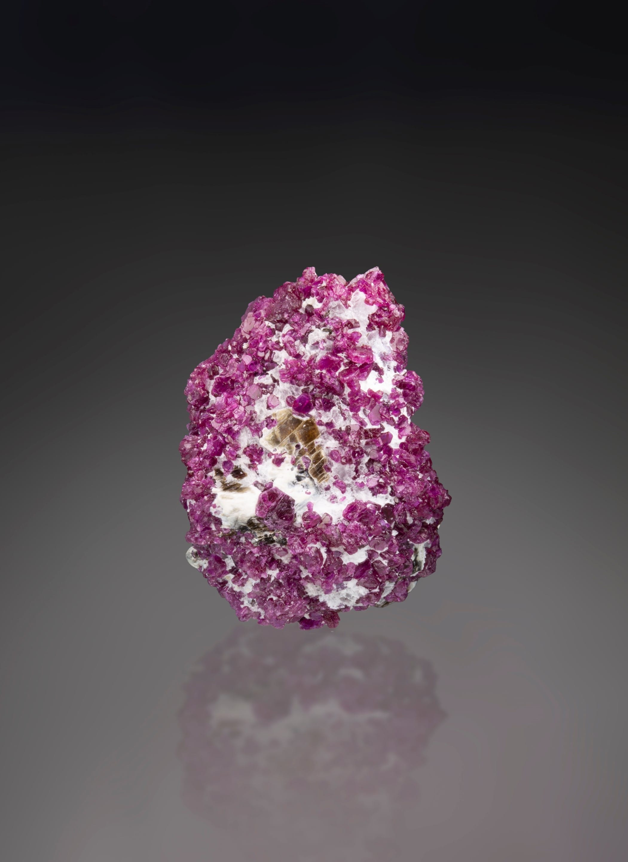 红宝石在云母及长石基岩。©Ronnakorn Manorotkul, Lotus Gemology。