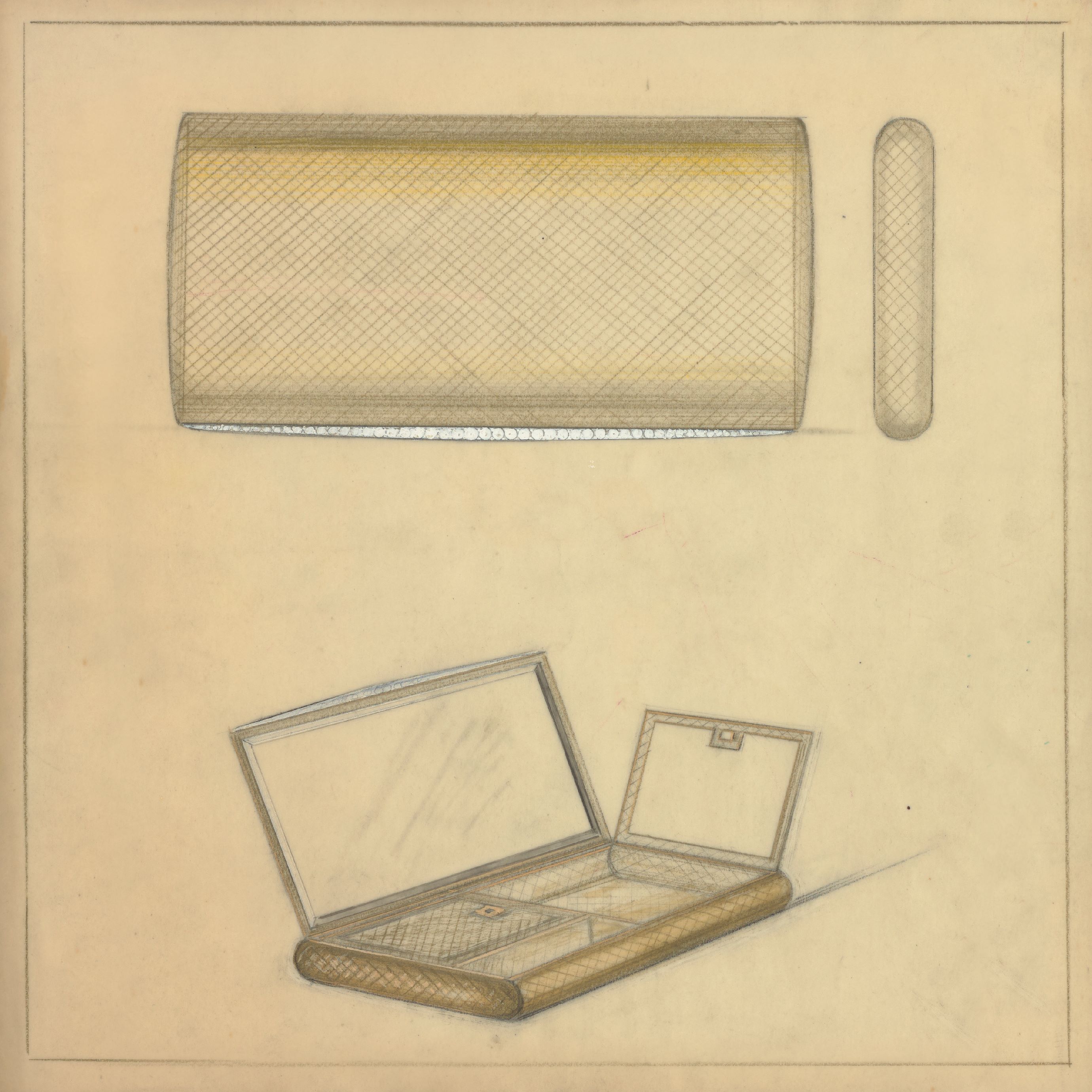 Minaudière百宝匣设计图，约1960年。Van Cleef & Arpels梵克雅宝档案。