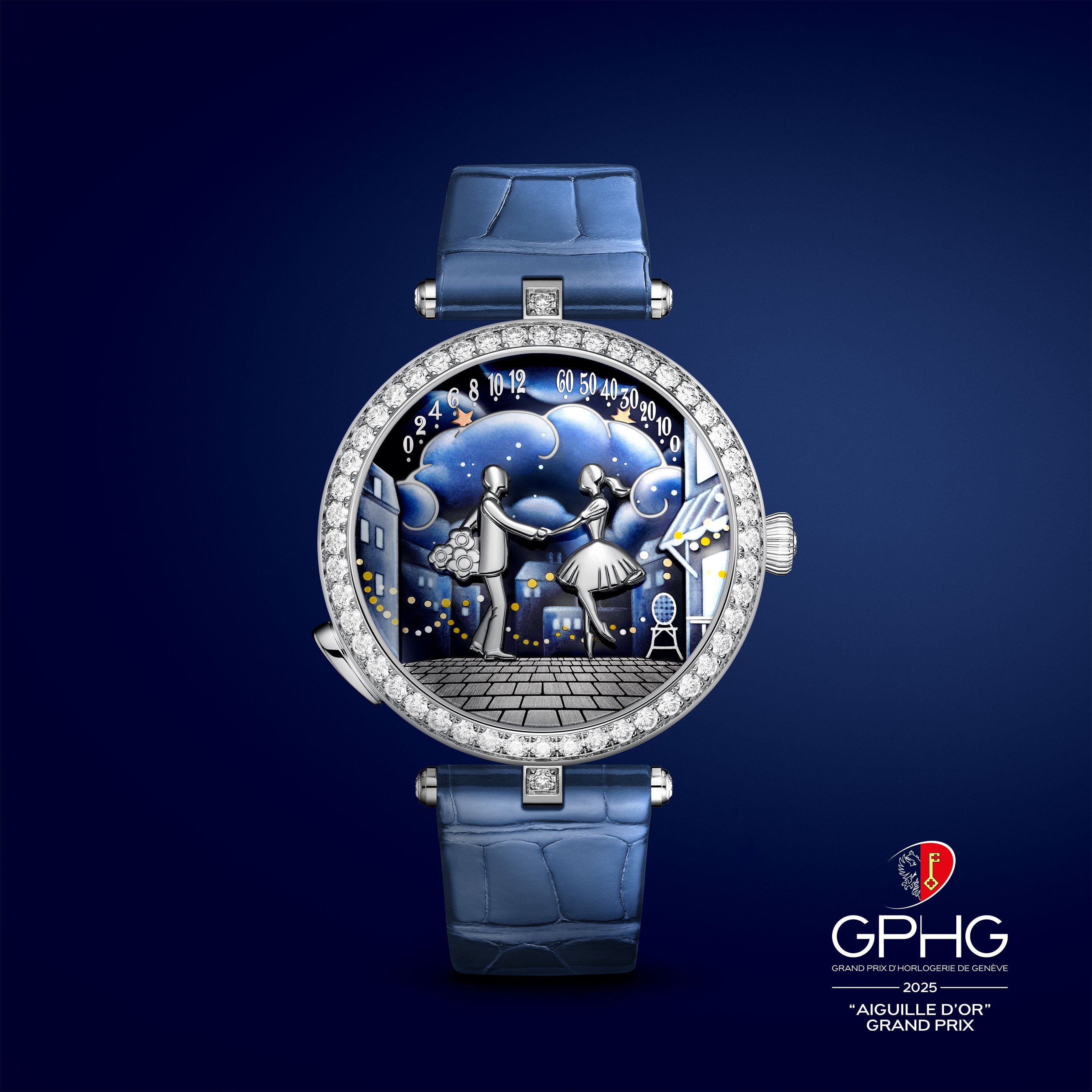 Lady Arpels Bal des Amoureux Automate腕表，荣获2025年日内瓦高级钟表大赏（GPHG)“非凡机械腕表”奖。Van Cleef & Arpels梵克雅宝。