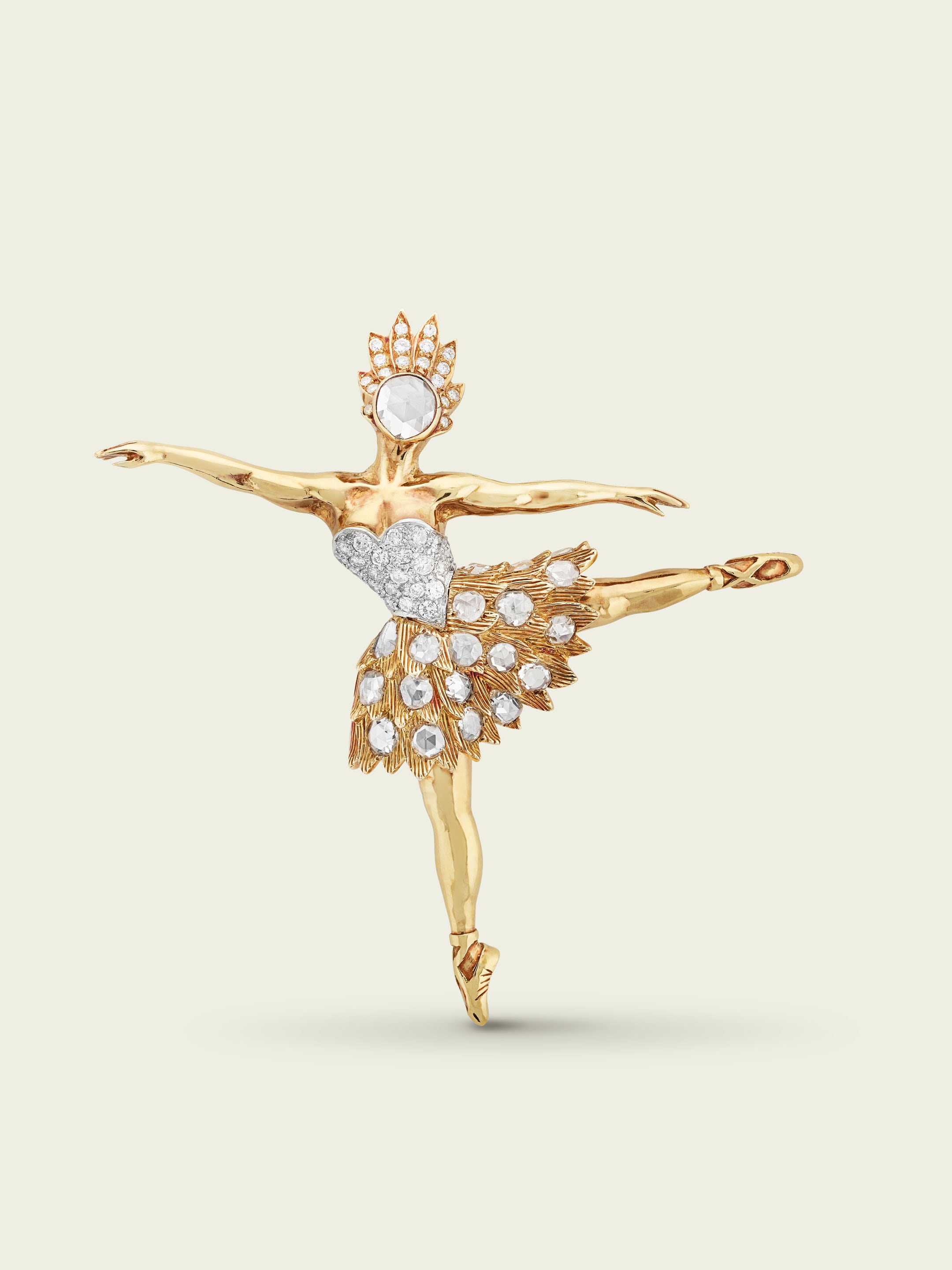 Dancer clip, 1967. Yellow gold, white gold, platinum, diamonds. Van Cleef & Arpels Collection.