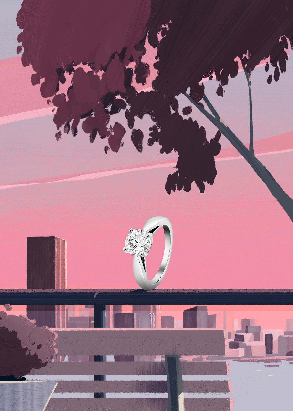 Bonheur单颗钻石戒指,铂金,1颗1.00克拉的DIF级圆形钻石。婚嫁系列,Van Cleef & Arpels梵克雅宝。