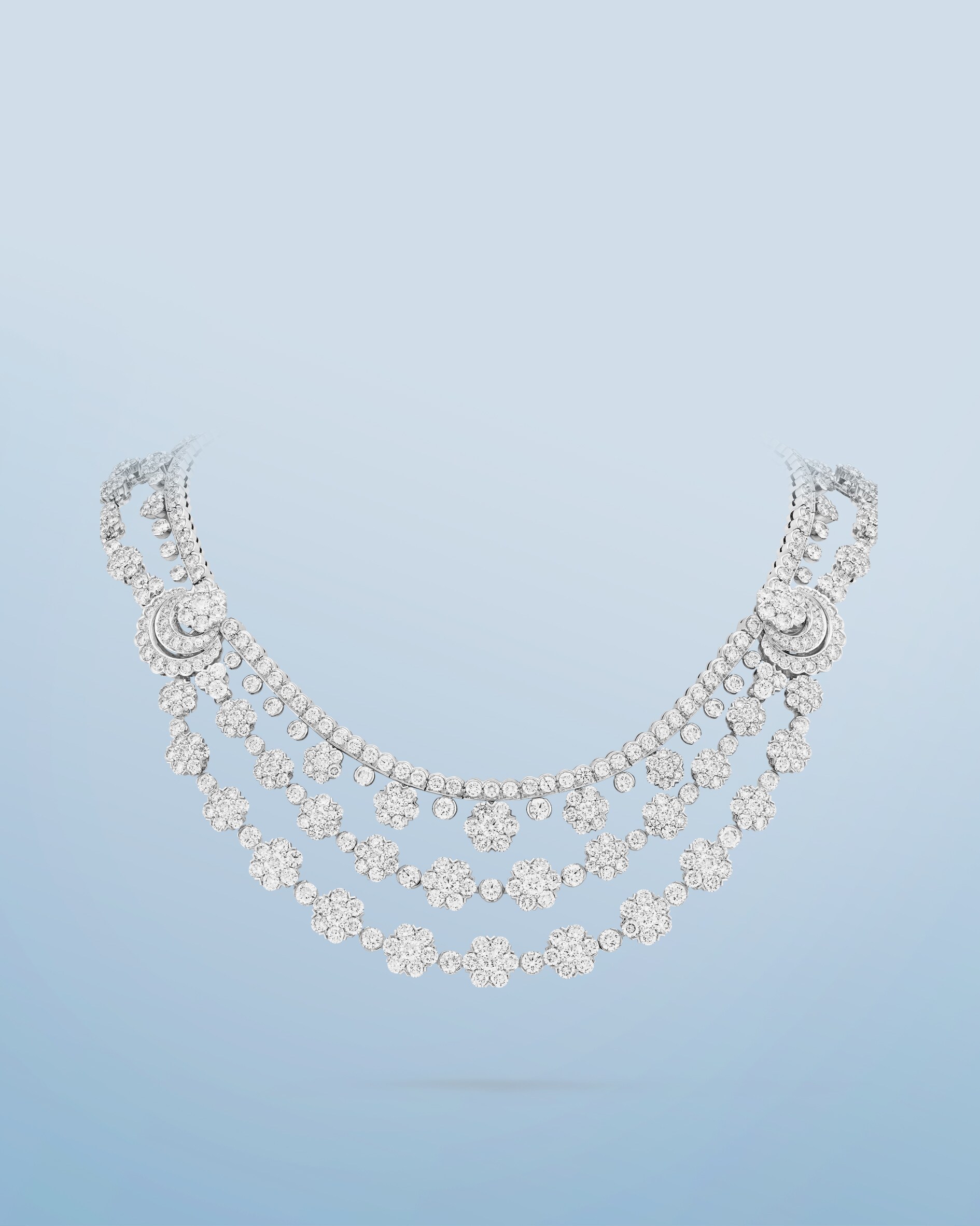 Snowflake transformable necklace, platinum, white gold, diamonds. Snowflake collection, Van Cleef & Arpels.