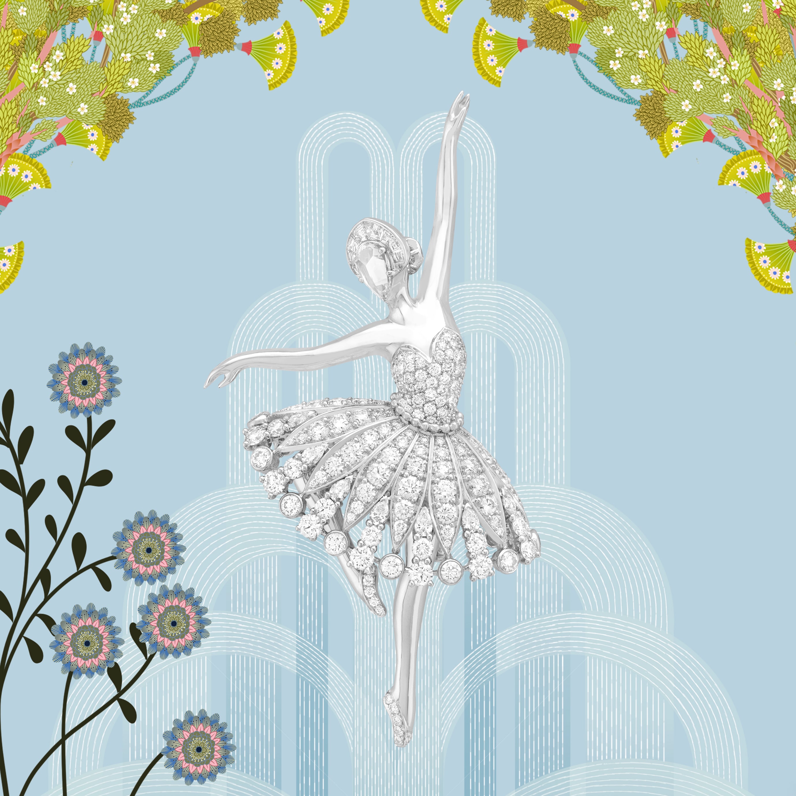 Léonore ballerina胸针,白K金,钻石。Feminine figures系列,Van Cleef & Arpels梵克雅宝。