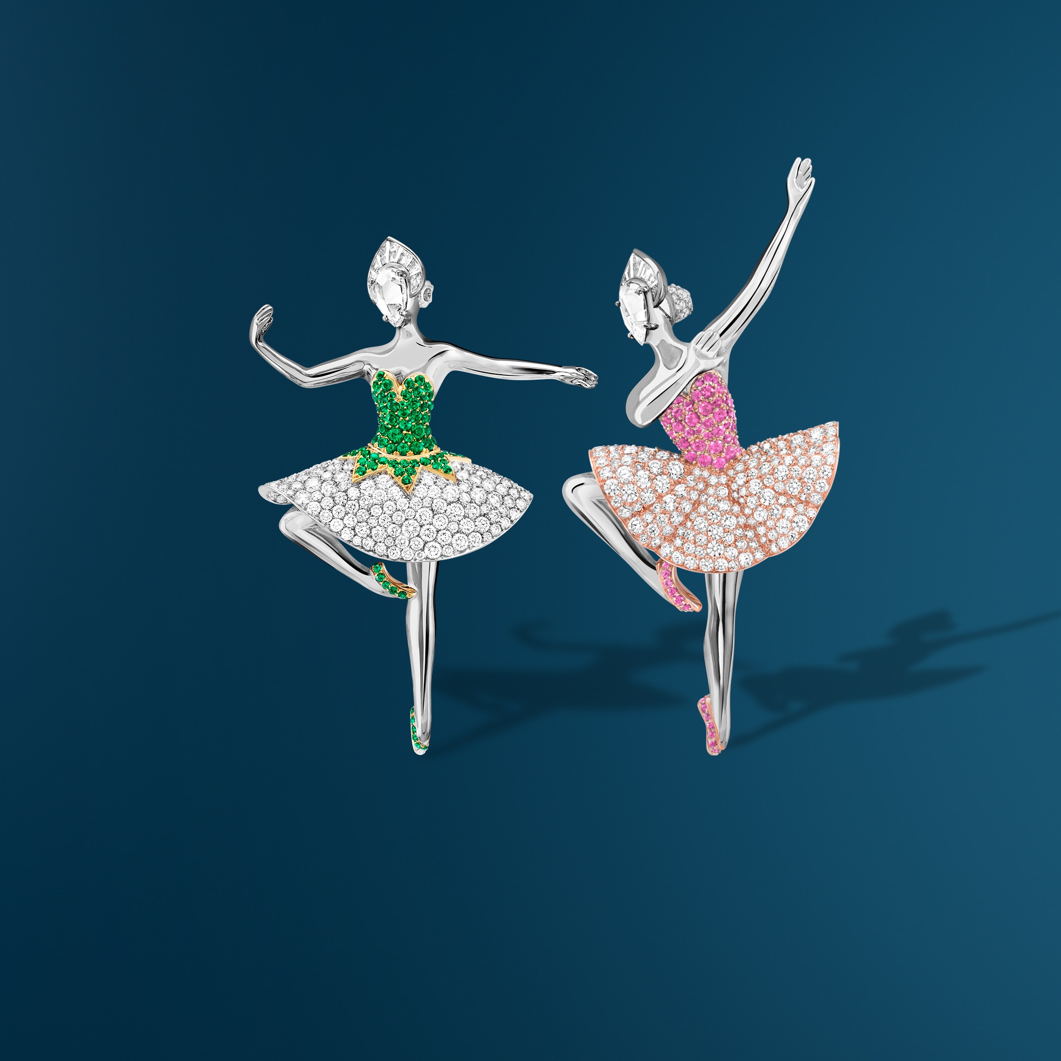 Carlota和Ducinea ballerina胸针。Feminine Figures系列，Van Cleef & Arpels梵克雅宝。