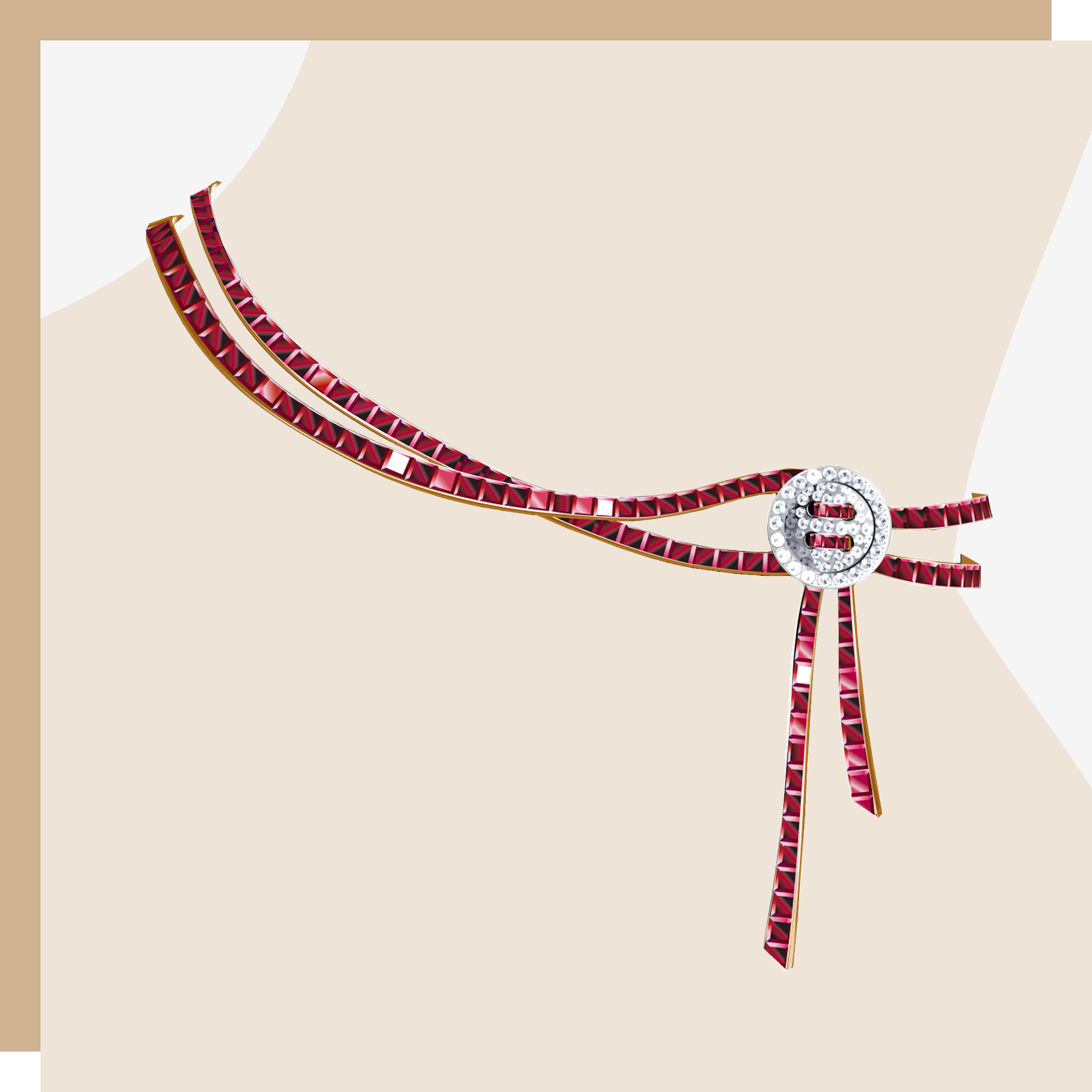 Boutonnière项链的手绘稿。Van Cleef & Arpels梵克雅宝。