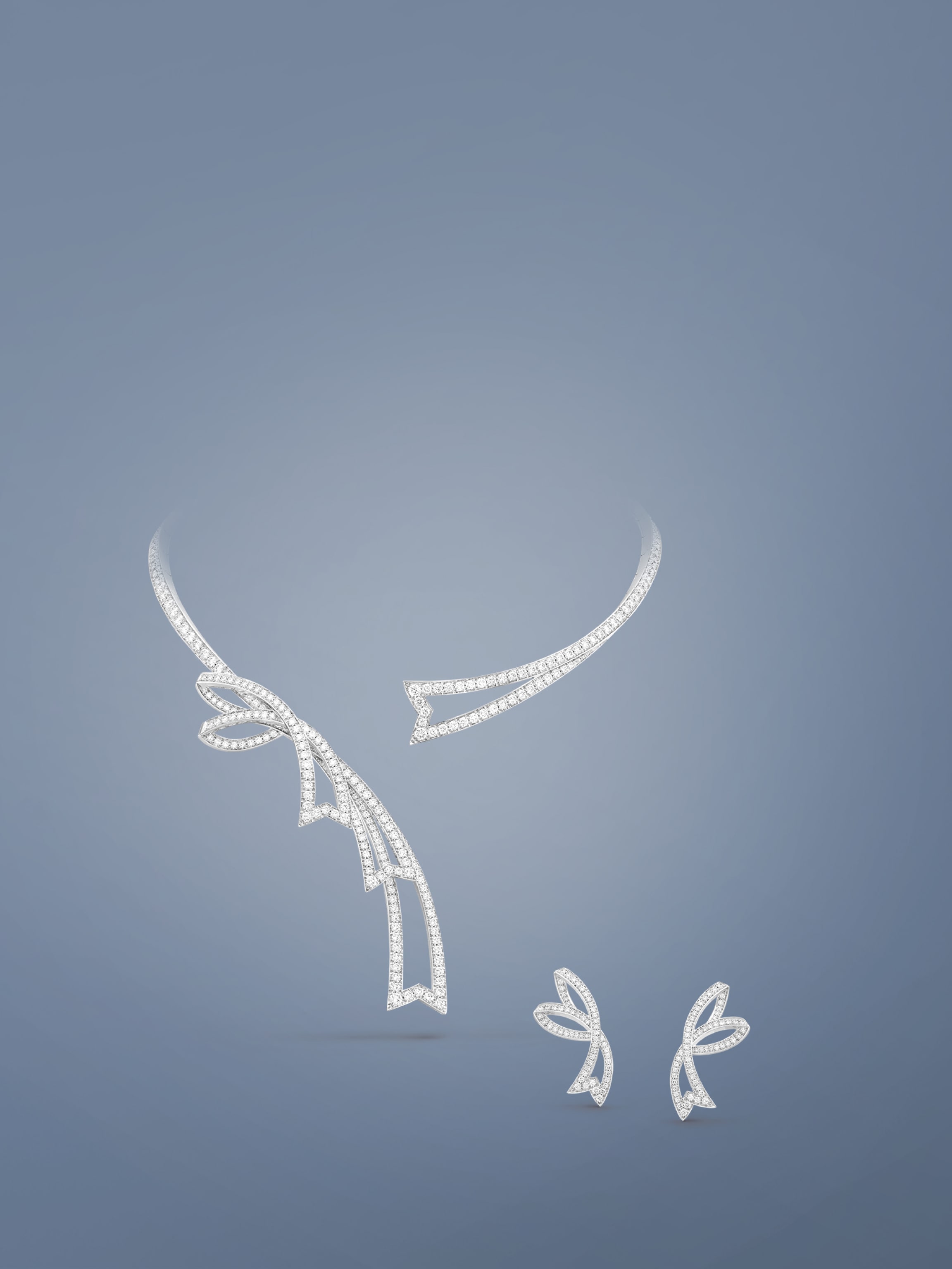 Contes d'Hiver系列，项链和耳环，白K金和钻石，封面图片，Van Cleef & Arpels梵克雅宝