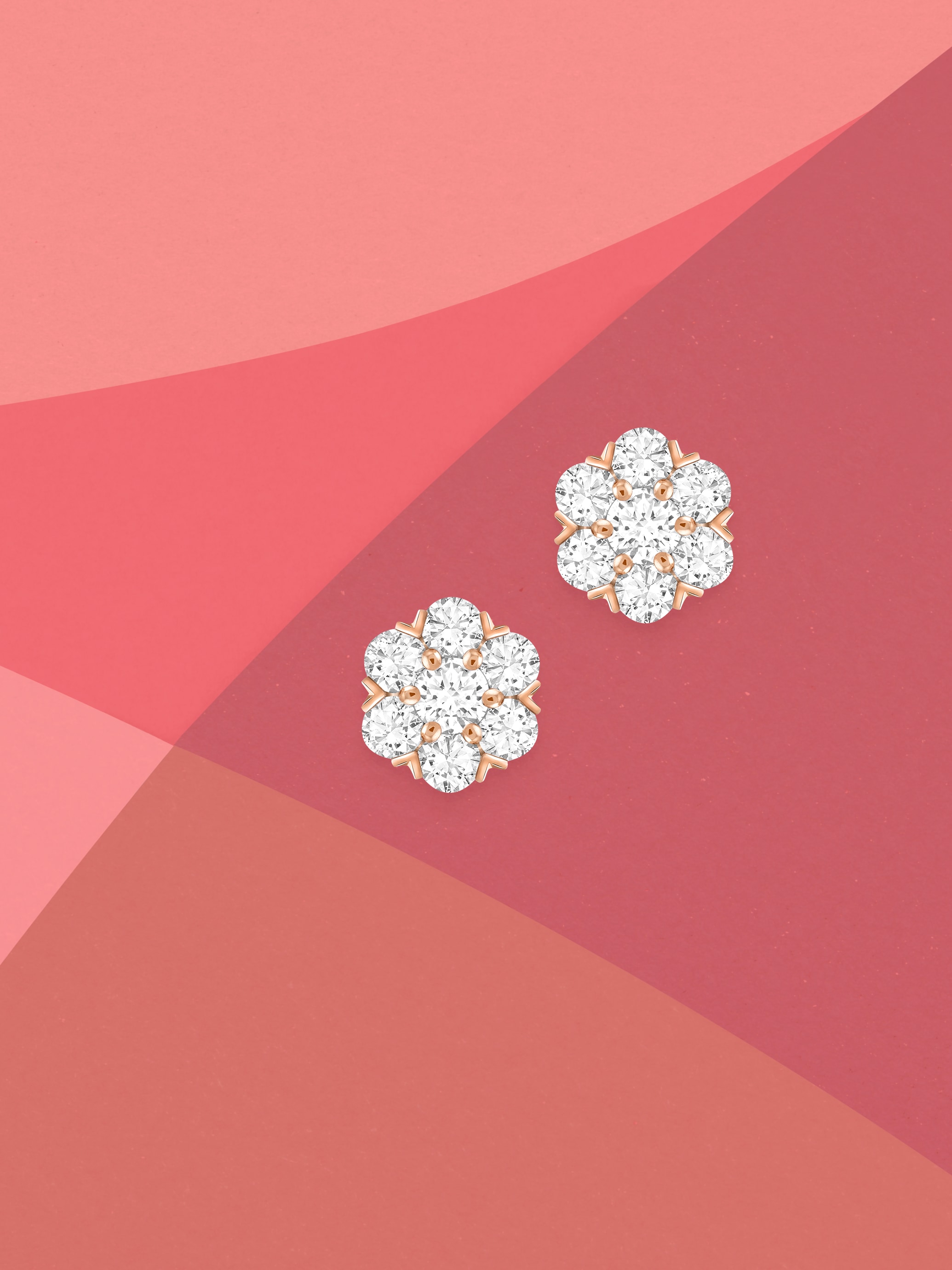 Fleurette earrings, 18K rose gold, diamonds. Fleurette collection, Van Cleef & Arpels.