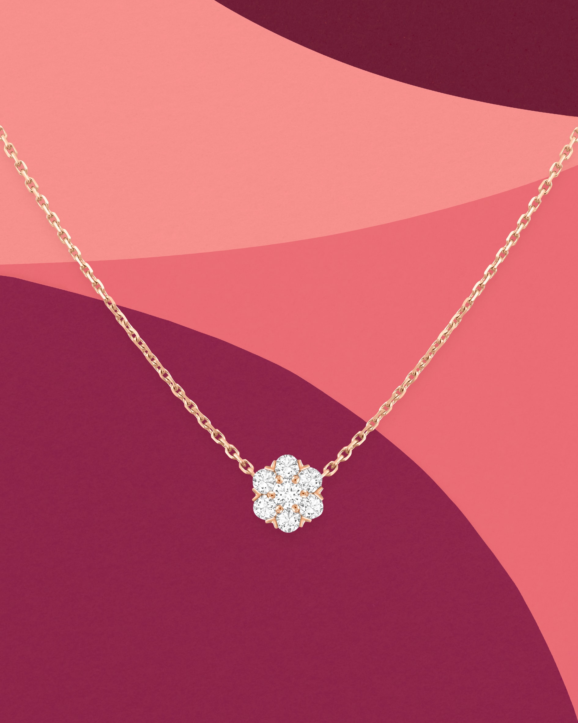 Fleurette pendant, 18K rose gold, diamonds. Fleurette collection, Van Cleef & Arpels.
