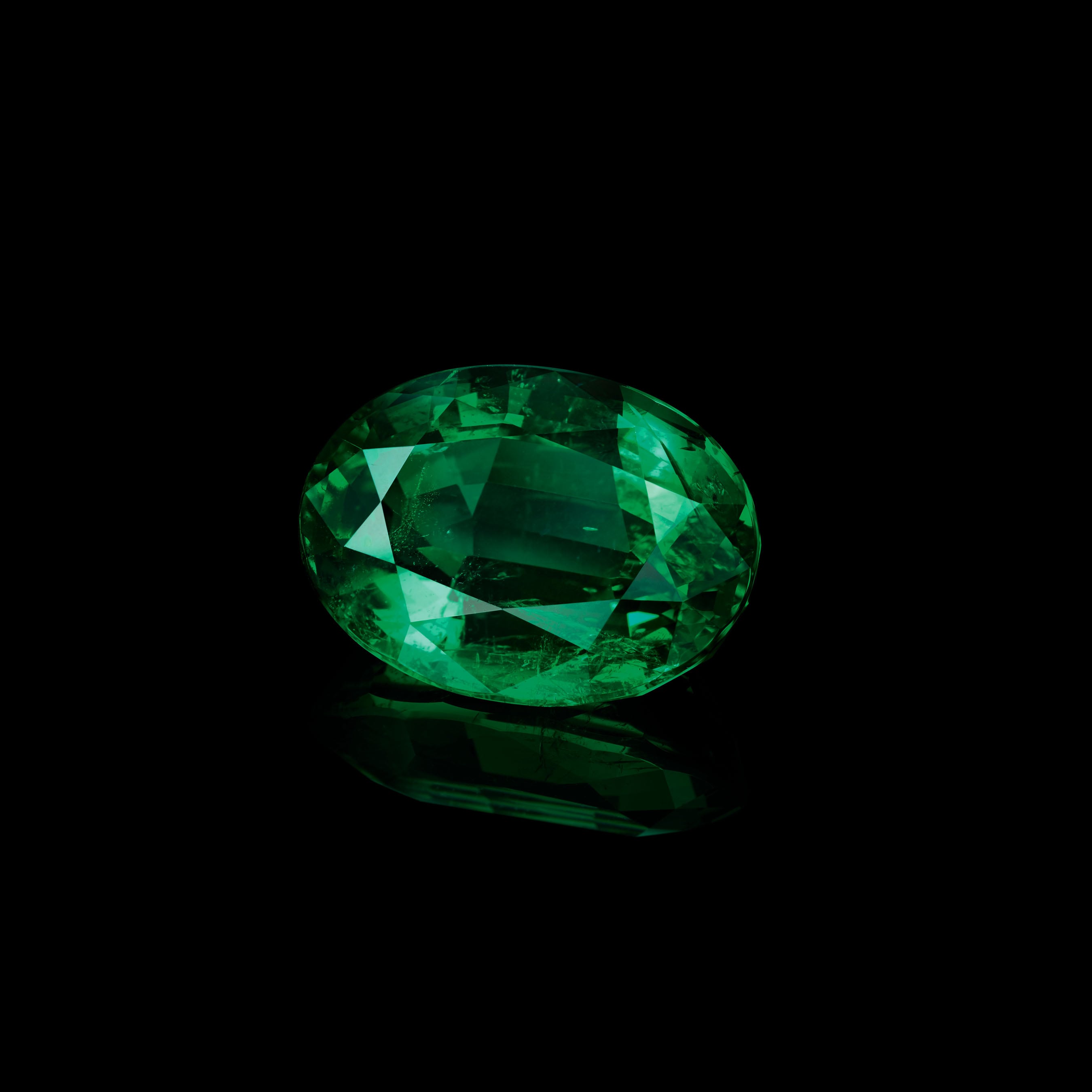 Oval-cut emerald, "Gems" exhibition, Van Cleef & Arpels.