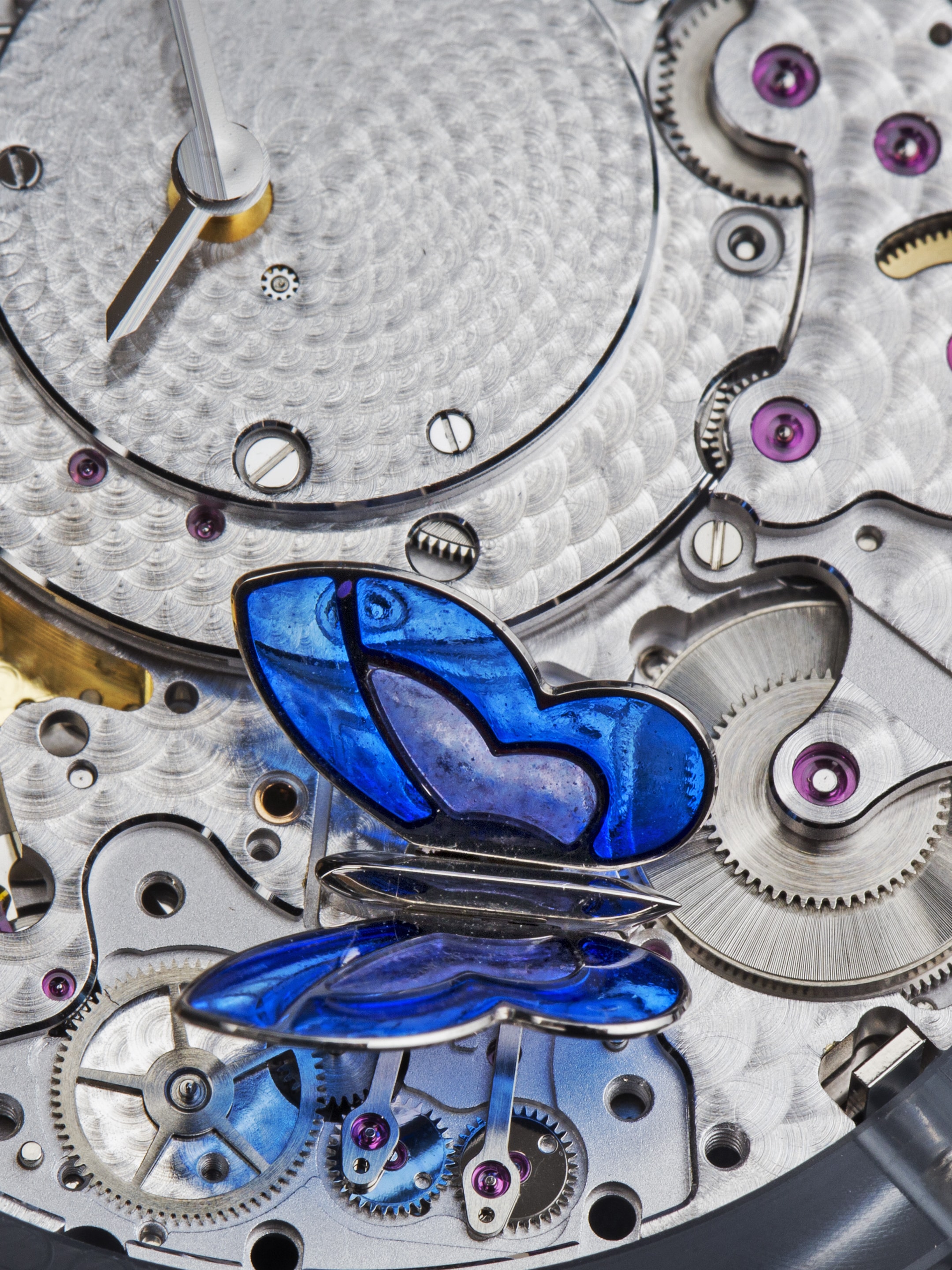 Lady Arpels Papillon Automate腕表的机械装置，Poetic Complications诗意复杂功能腕表系列。Van Cleef & Arpels梵克雅宝