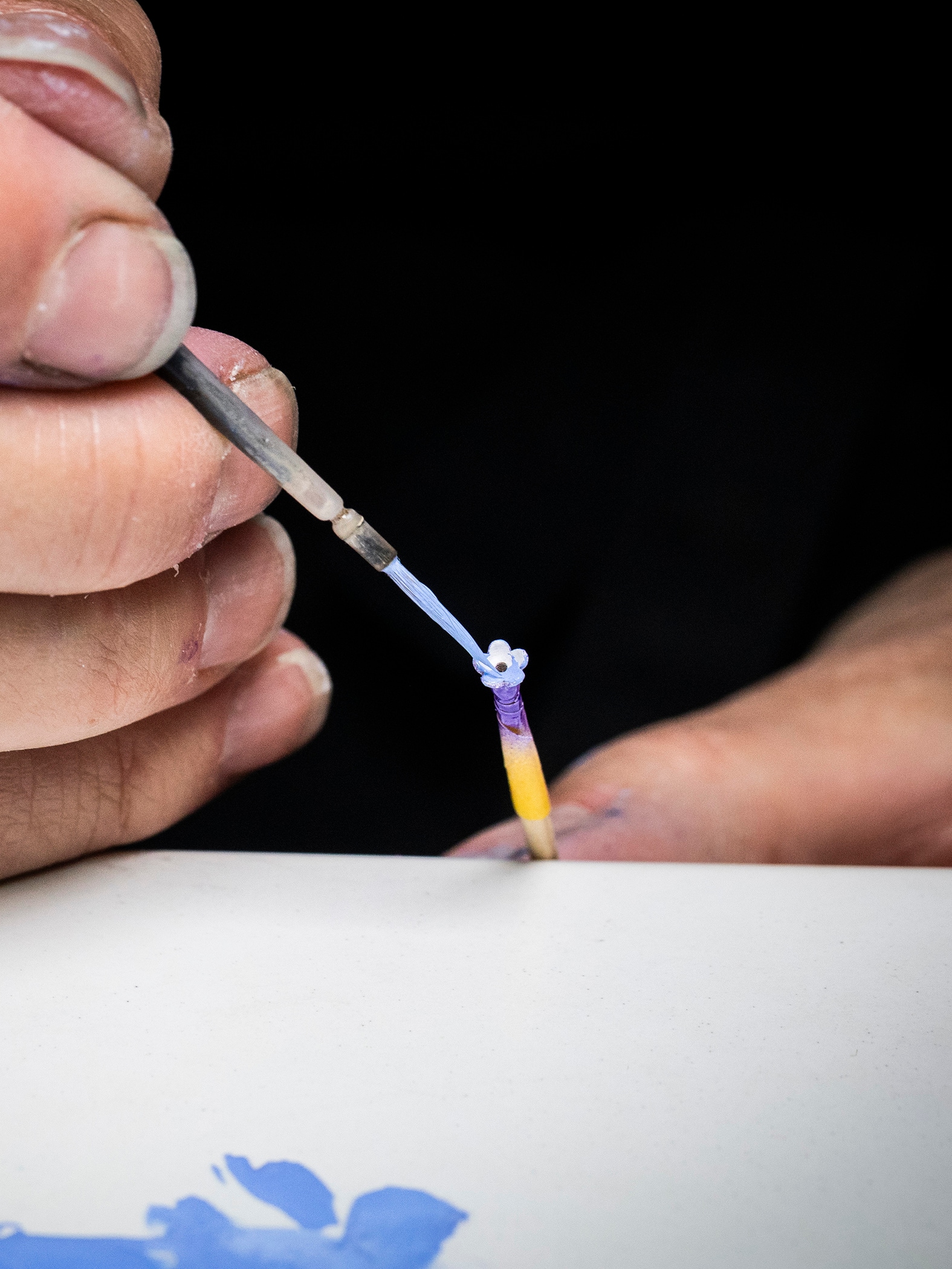 Lacquer brush application on the lavender flower, Van Cleef & Arpels.