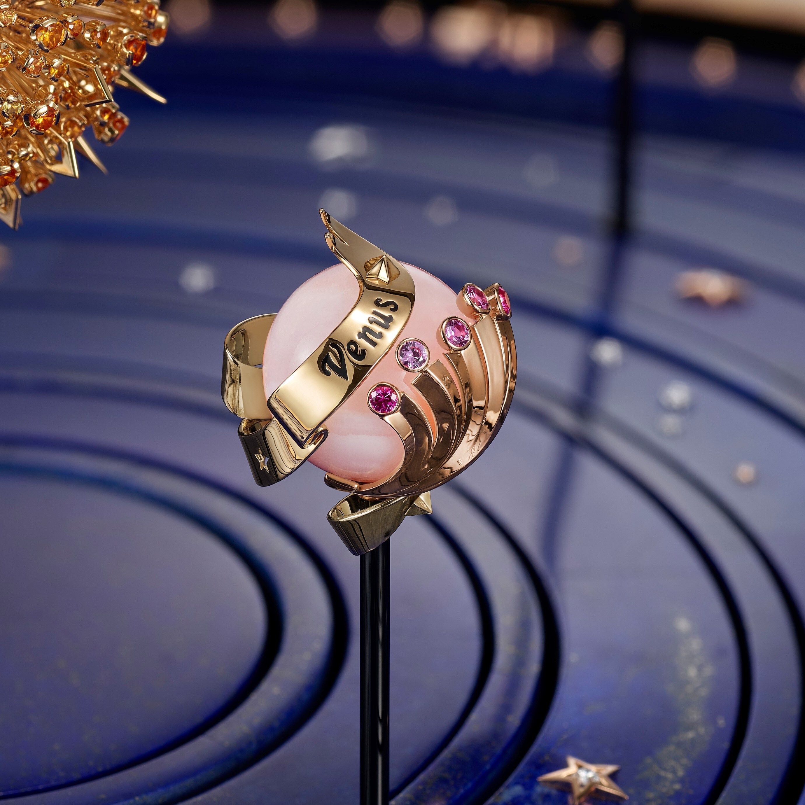 Venus in rose and yellow gold, rose sapphires and rose milky quartz, Van Cleef & Arpels.