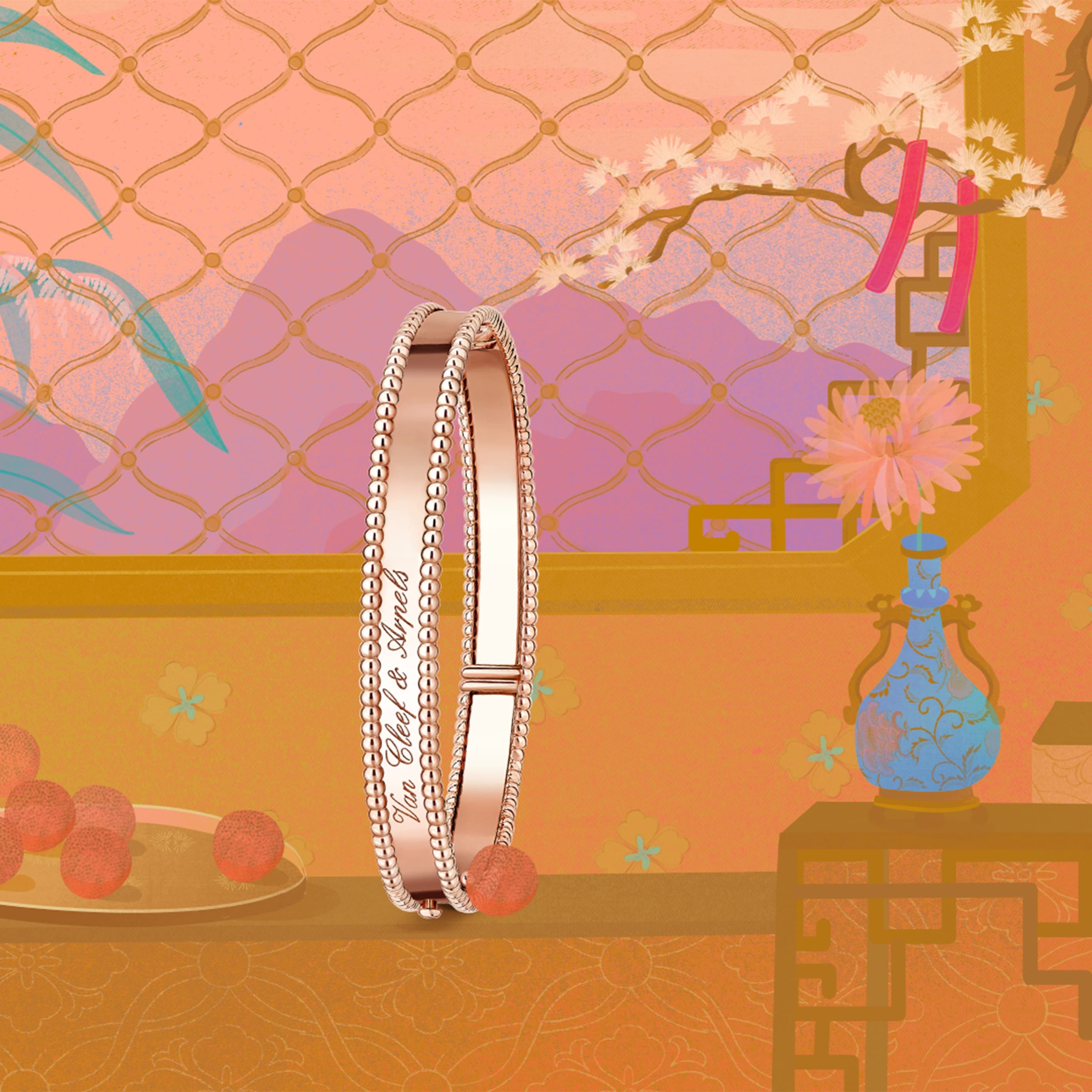 Perlée signature bracelet, 18K rose gold, medium model. Perlée® collection, Van Cleef & Arpels.