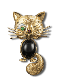 Winking Cat胸针  与1954年推出的型号相似 - Van Cleef & Arpels