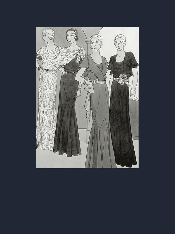 身穿短袖晚礼服的女士。