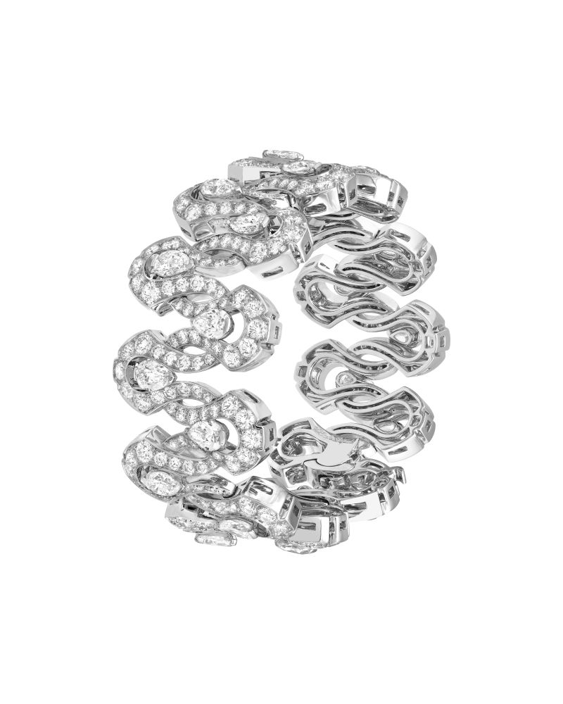 Boucles de diamants手镯。白K金，钻石。Legend of diamonds，White diamond variations系列，Van Cleef & Arpels梵克雅宝。 - Van Cleef & Arpels
