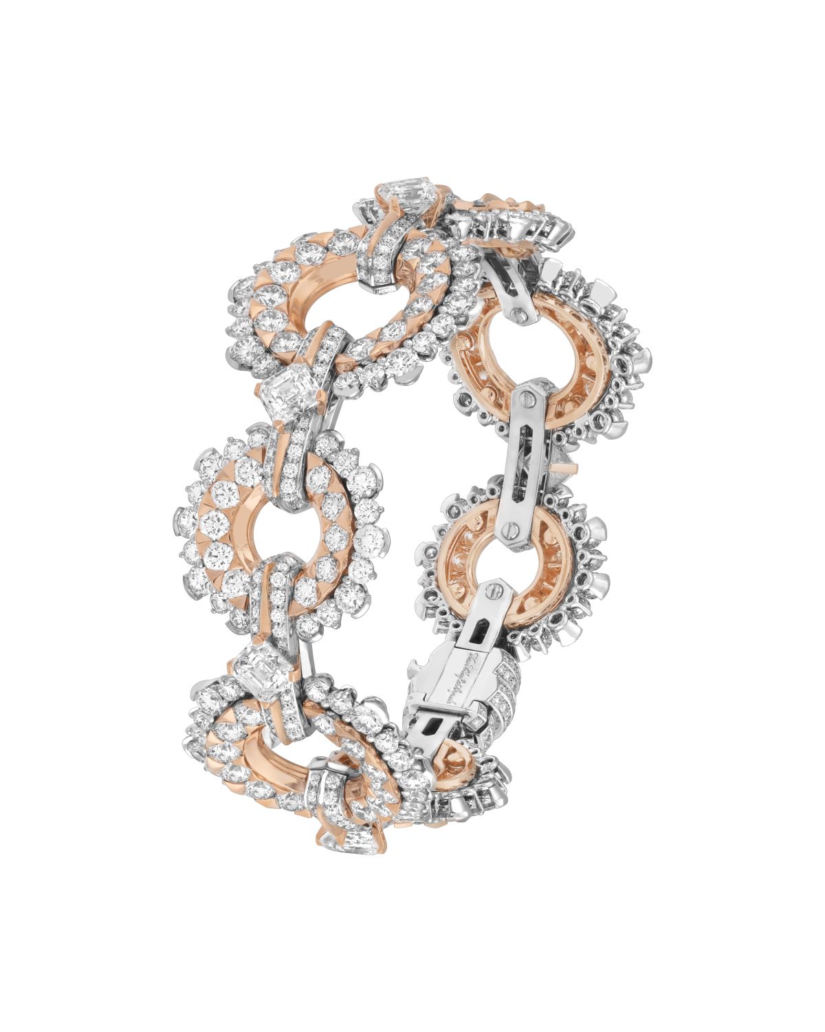 Frost flower手镯。白K金，玫瑰金，钻石。Legend of diamonds，White diamond variations系列，Van Cleef & Arpels梵克雅宝。 - Van Cleef & Arpels